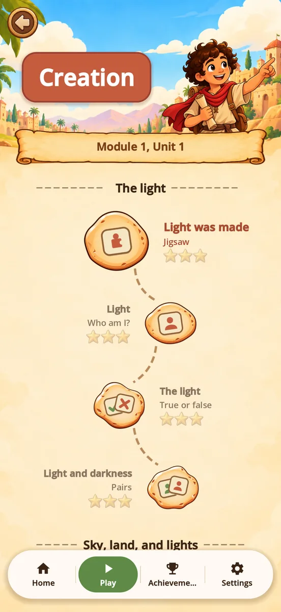 Bible Study lesson path for the Creation module with Ezra as the guide